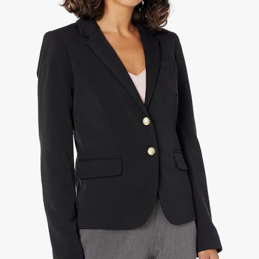 J. Crew Women's Size 2 Classic black Schoolboy Blazer Two Button Wool Blend